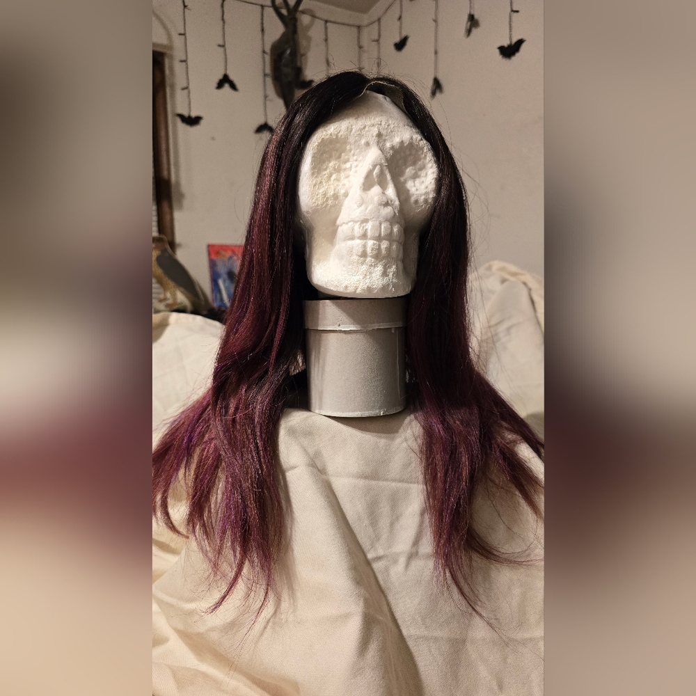 Rene of Paris Lennox 20" synthetic wig, brunette/plumberry jam